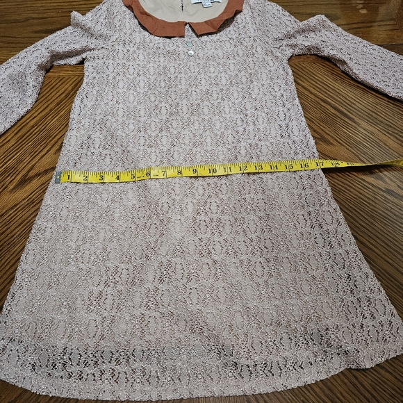 Forever 21 Fall Cream Lace Dress with Rust Collar size small - Picture 2 of 6